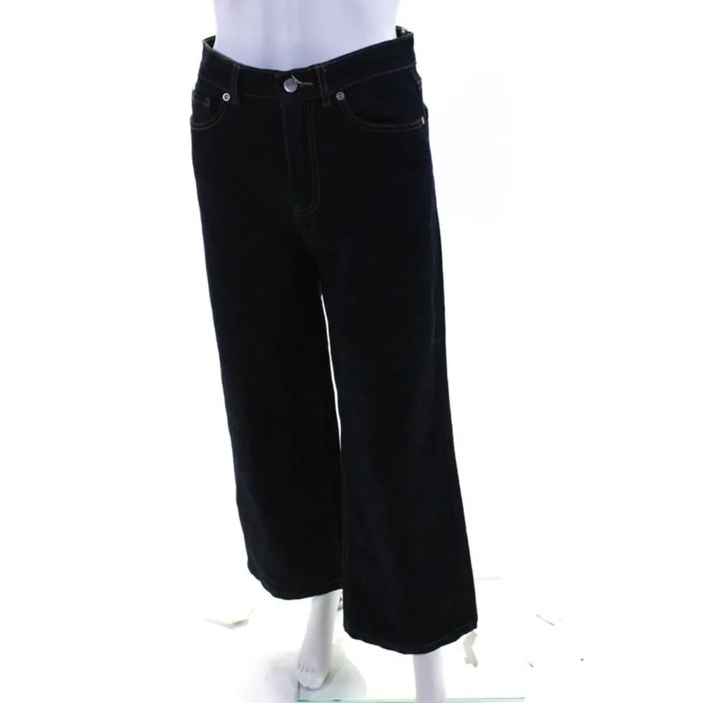 J. Mclaughlin Womens Zipper Fly High Rise Dark Wash Wide Leg Jeans Blue Size 0